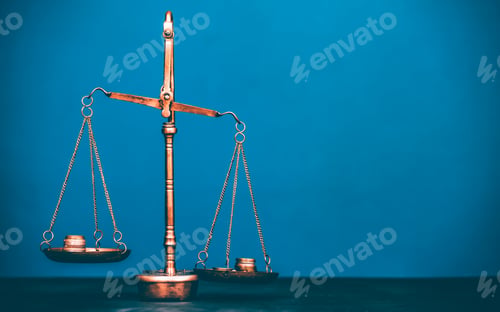Preview: Money weighing on justice scale. Payment balance and tax