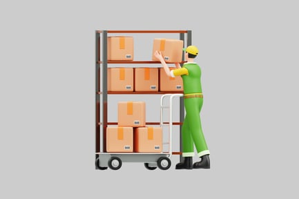 Preview: Warehouse worker stacking boxes