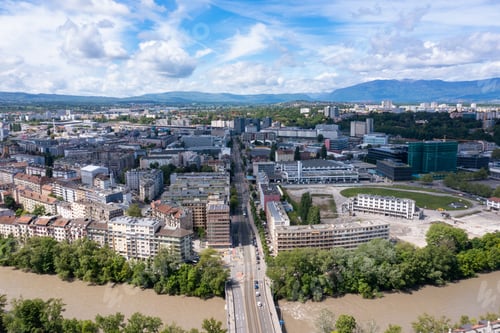 Preview: Aerial view of plainpalais in Geneva - Switzerland