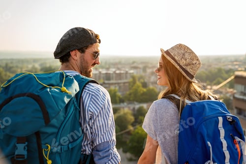 Preview: Honeymoon trip, backpacker tourist, tourism or holiday vacation travel concept.