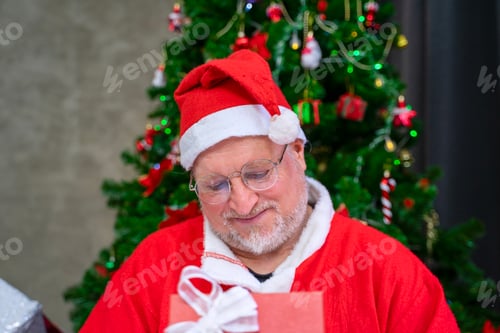 Preview: Santa clause is open a gift box.