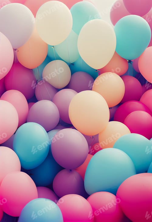 Preview: Various colorful balloons.Bunch of colorful balloons on background,Cover Design or Wall Decoration B