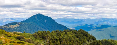 Preview: Panorama of Carpathian mountains in summer sunny day