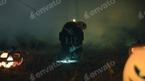 Preview: Tombstone In The Night Dark Forest
