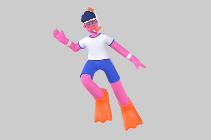 Preview: Cartoon Snorkeler Diver Character