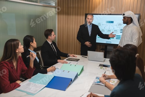 Preview: Successful entrepreneurs and business people group achieving goals, happy corporate team meeting