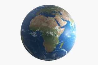 Aperçu: Globe terrestre avec coloration et éclairage réalistes