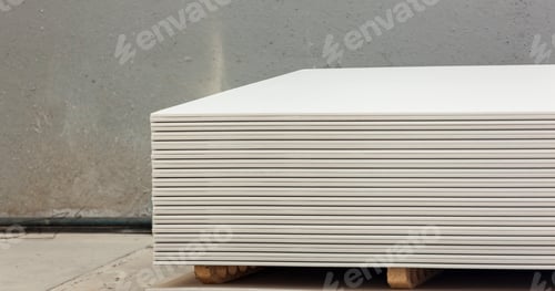 Preview: Stacking of white gypsum panels