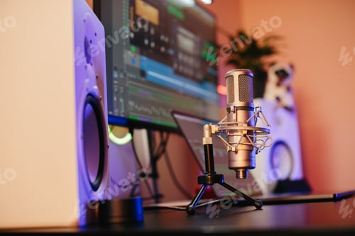 Preview: Professional microphone recording music in home studio setup