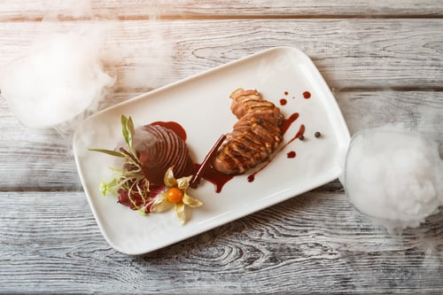 Preview: White plate with meat dish