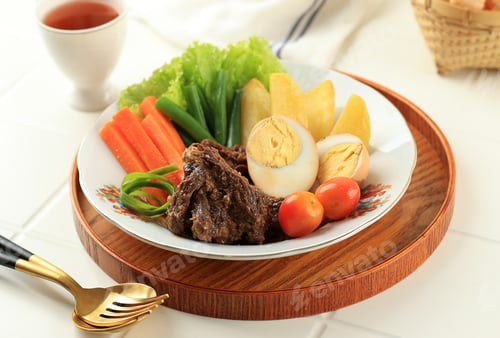 Preview: Selat Solo, Beef Steak in Sweet Soy Sauce with Eggs, Potato, and Carrot