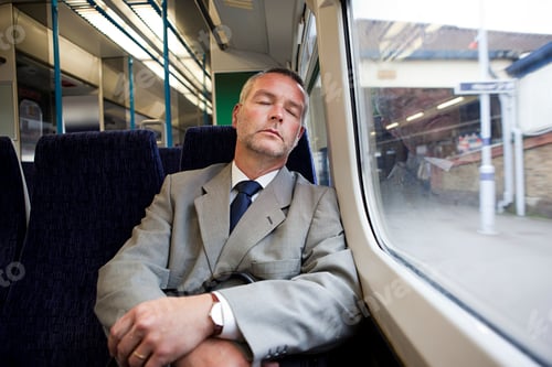 Preview: Commuter asleep on train