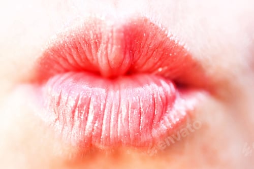 Preview: Close up lips with the lipstick.