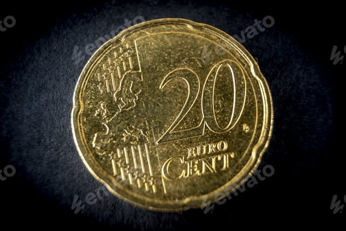Preview: Detail of European currency, 20 cent coin, macro photography
