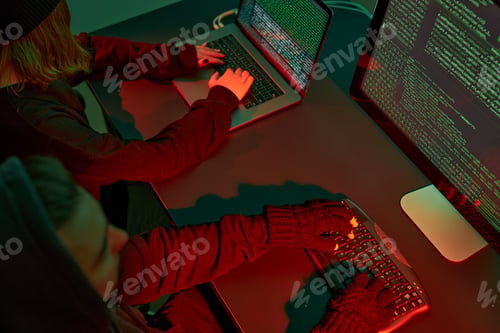 Preview: Cyber attack. Anonymous people hacking security protection. Cyber security. Access sensitive data