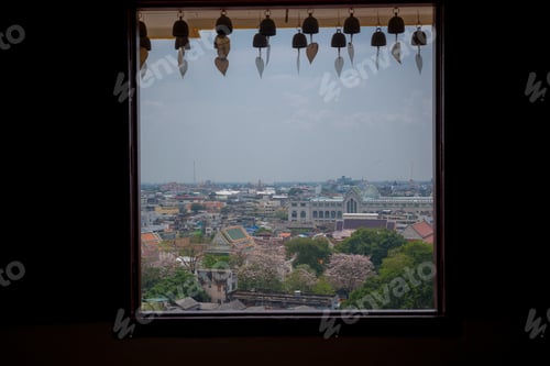 Preview: The view of Bangkok city during daylight from Golden mountain temple top.