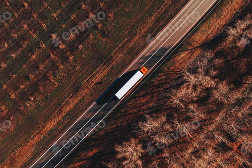 Preview: Semi-truck on the road from above