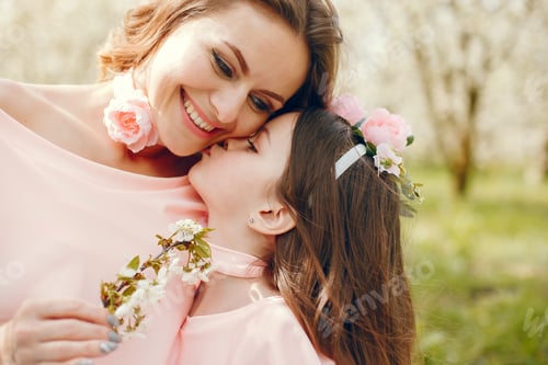 Preview: Cute and stylish family in a spring park