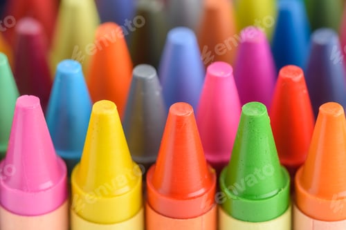 Preview: Close up of colorful and pastel crayons