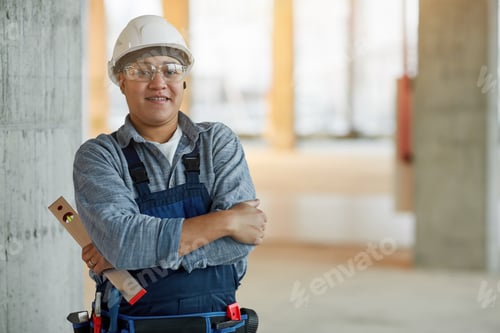 Preview: Confident Female Worker on Construction Site
