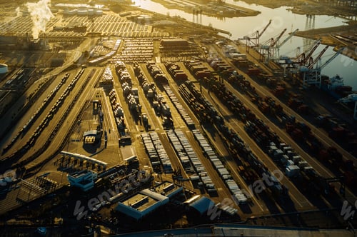 Preview: Shipping port, sunset, Los Angeles, California, USA