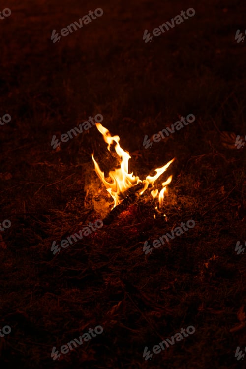 Preview: Small campfire on the middle of the field