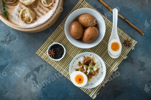 Preview: Chinese Streamed Dumpling with tea eggs and porrige