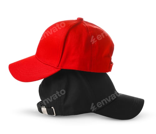 Preview: Red and Black Baseball Cap on White Background