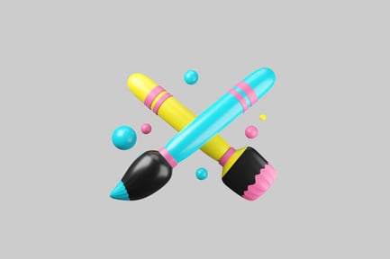 Preview: Crossed paintbrushes colorful aesthetic