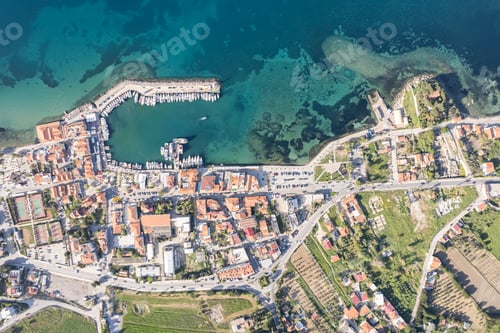 Preview: Aerial drone view of Urla district of Izmir, Turkey's third largest city. Iskele - Urla - Turkey