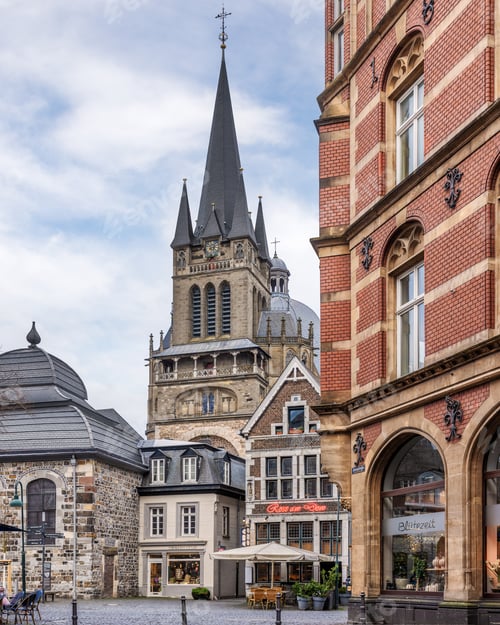 Preview: Beautiful Cathedral of Aachen at the Sunset, NRW, Germany.