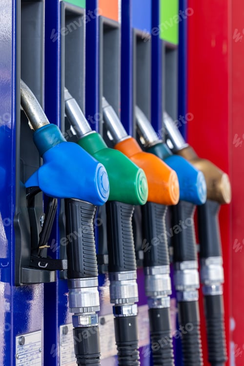 Preview: Fuel gasoline dispenser in gasoline station, Petrol pump filling nozzle at gasoline station fuel.