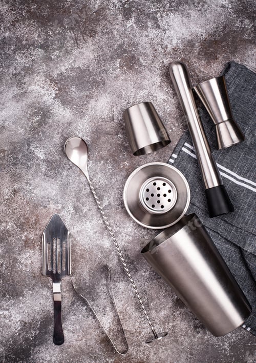 Preview: Different bar tools for making cocktail