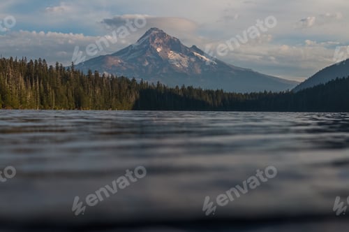 Preview: Low Low almost underwater shot of Mt. Hood from Lost Lake in Oregon
