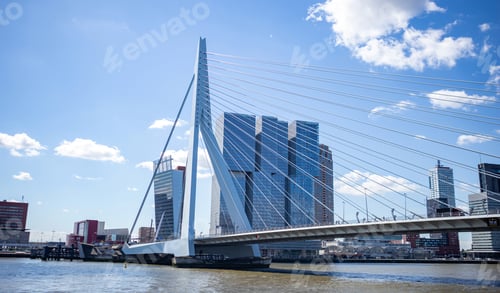 Preview: Cityscape and Erasmus bridge. Rotterdam, Netherlands.