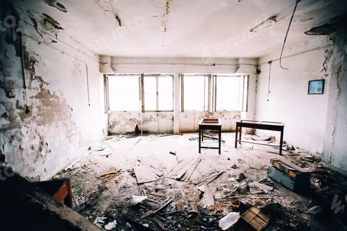 Preview: Abandoned and bombed buildings after war.