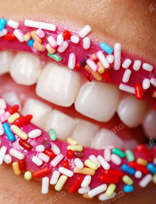 Preview: womans lips with sweet candy