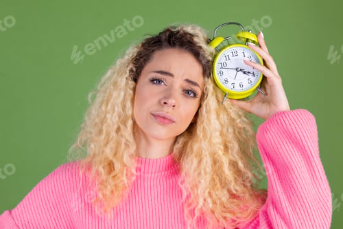 Preview: Young blonde woman with long curly hair