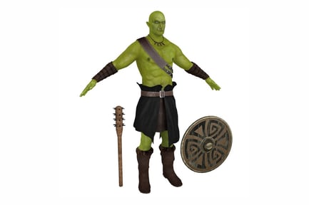 Brutish Orc Warrior with Shield and Club
