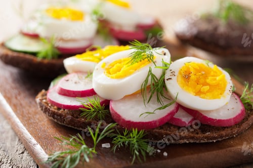Preview: healthy sandwich with egg radish cucumber