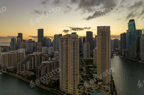 Preview: View from above of high skyscraper buildings in downtown district of Miami