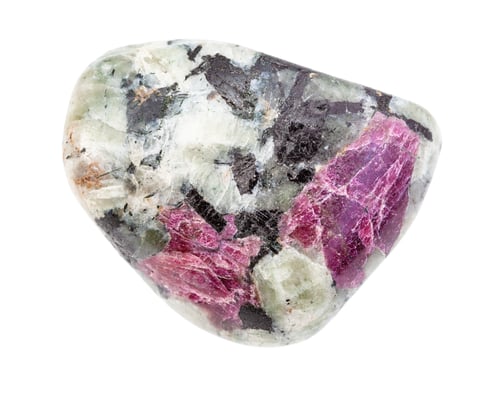 Preview: ruby gemstone in polished stone isolated
