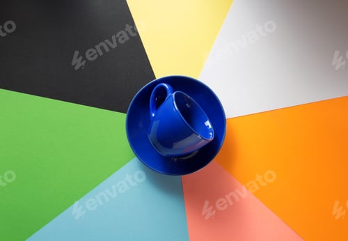 Preview: empty cup at colorful background