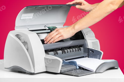 Preview: Printer, copier, scanner. Office table