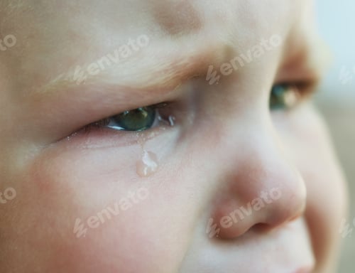 Preview: Little crying baby eye with a tear