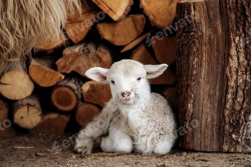 Preview: Small newborn lamb.