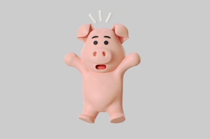 Preview: Surprised pink cartoon pig
