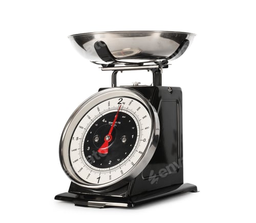 Preview: Retro mechanical kitchen scale isolated on white