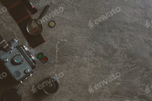 Preview: Vintage Film Camera on the Black Table