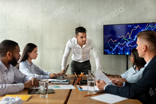 Preview: Aggressive Young Arab Ceo Blaming Employees For Business Failure During Corporate Meeting